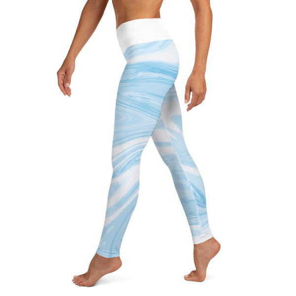 Larsa Marble Blue High-Waisted Leggings